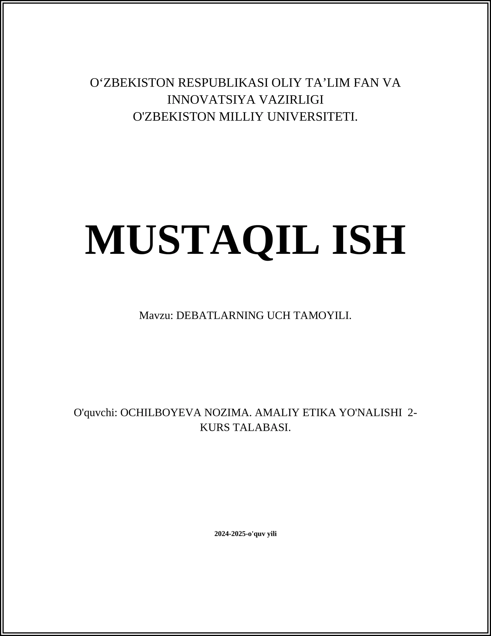DEBATLARNING UCH TAMOYILI