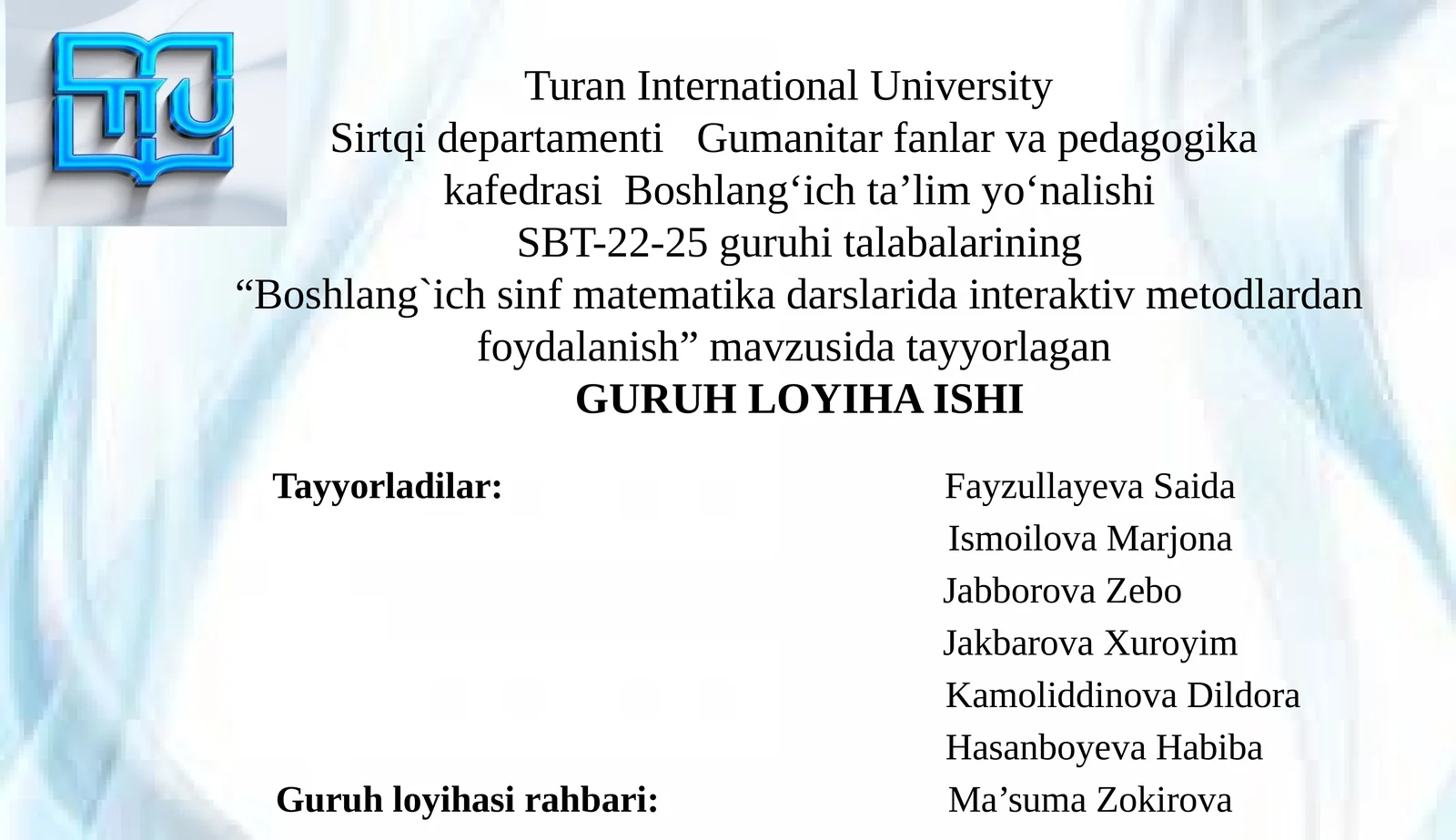 Boshlang'ich sinf matematik darslarida interaktiv metodlardan foydalanish