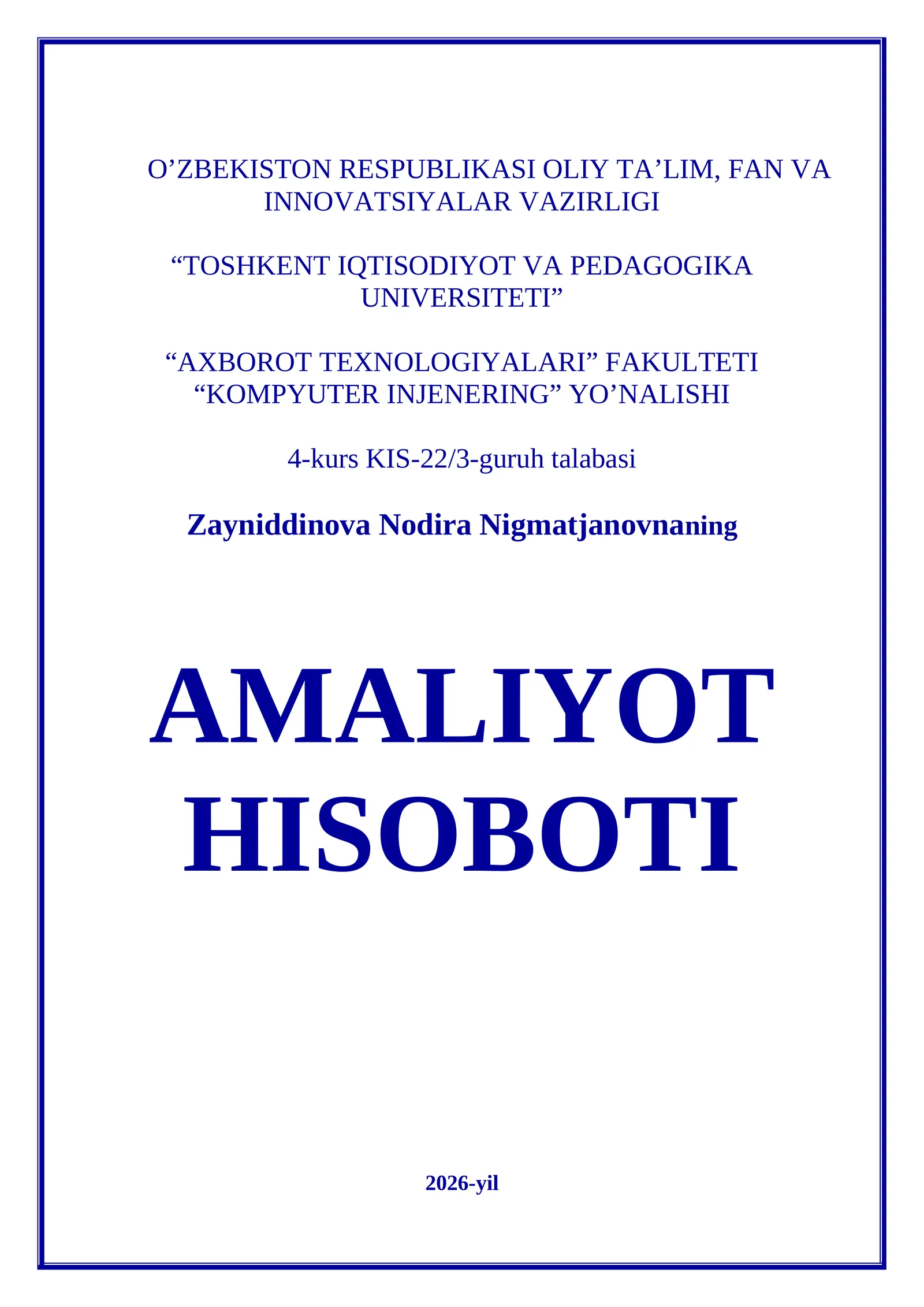 AMALIYOT HISOBOTI