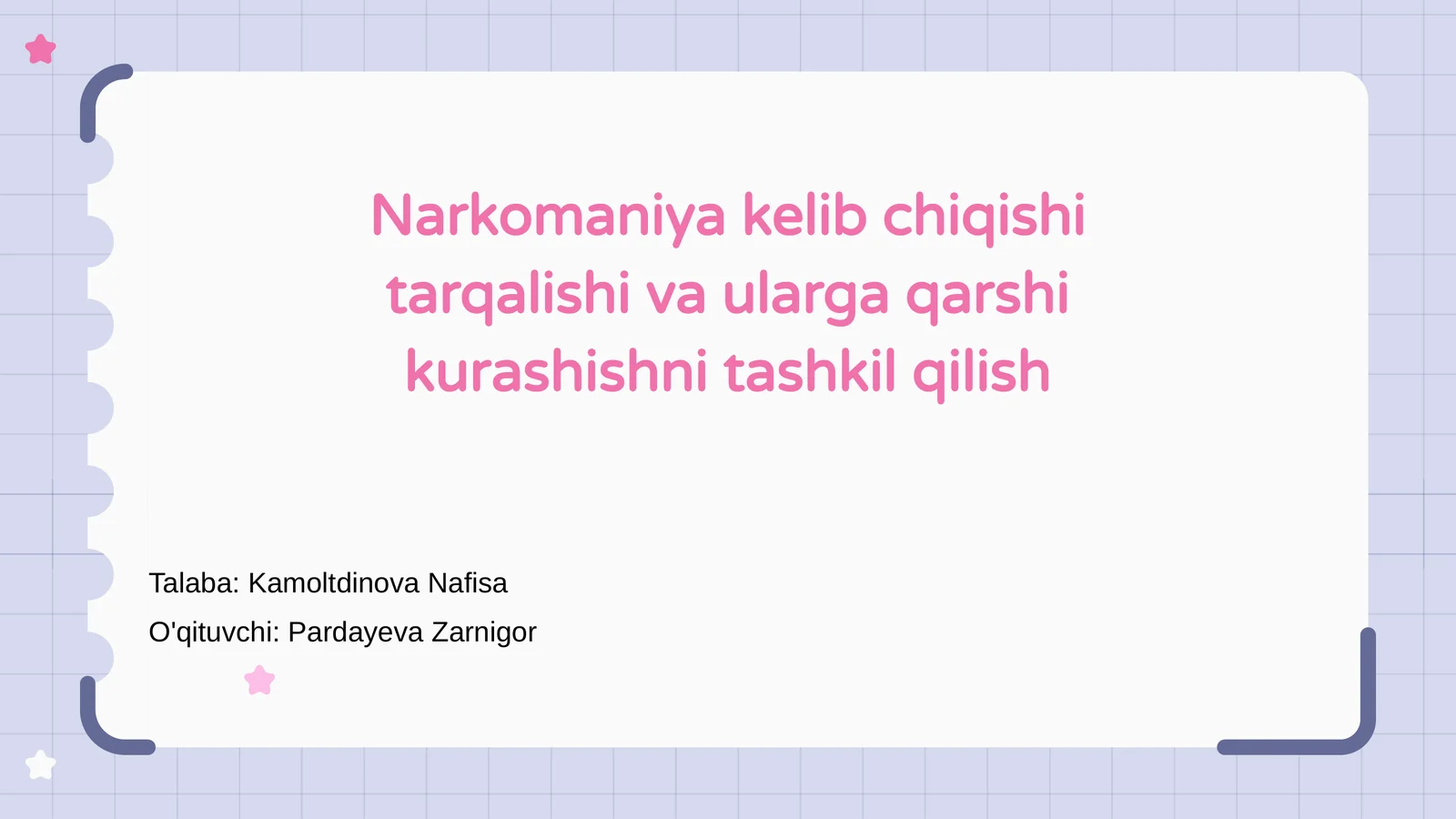Narkomaniya kelib chiqishi tarqalishi va ularga qarshi kurashishni tashkil qilish