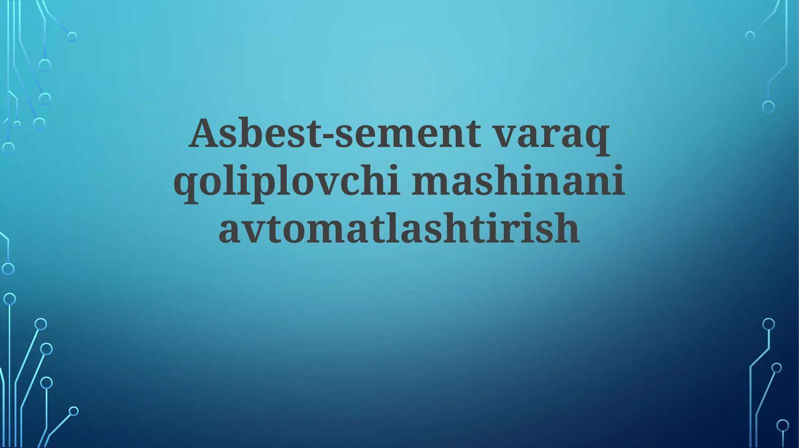Asbest-sement plitalarini avtomatlashtirish mashinasi