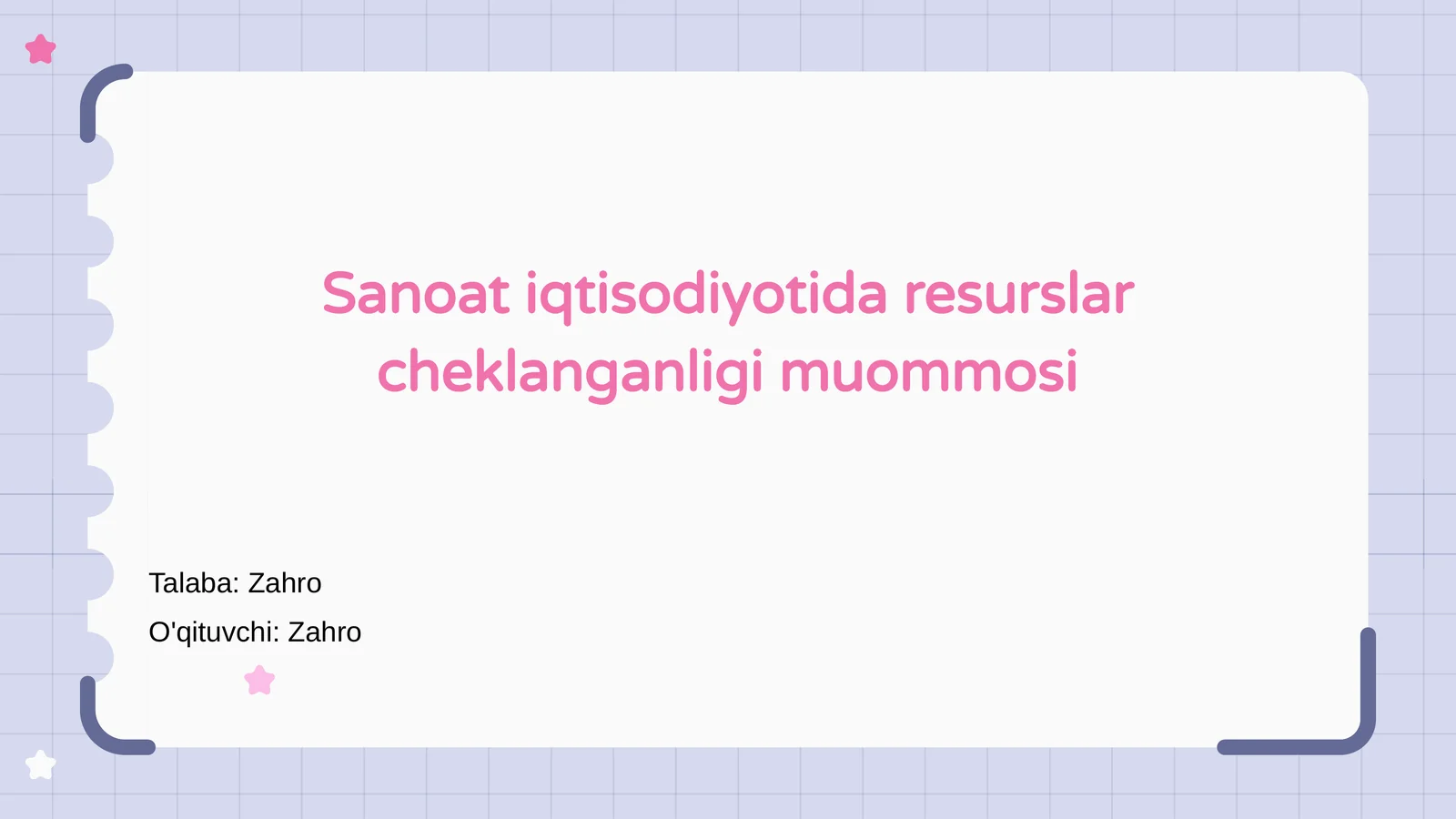 Sanoat Iqtisodiyotida Resurslar Muammosi