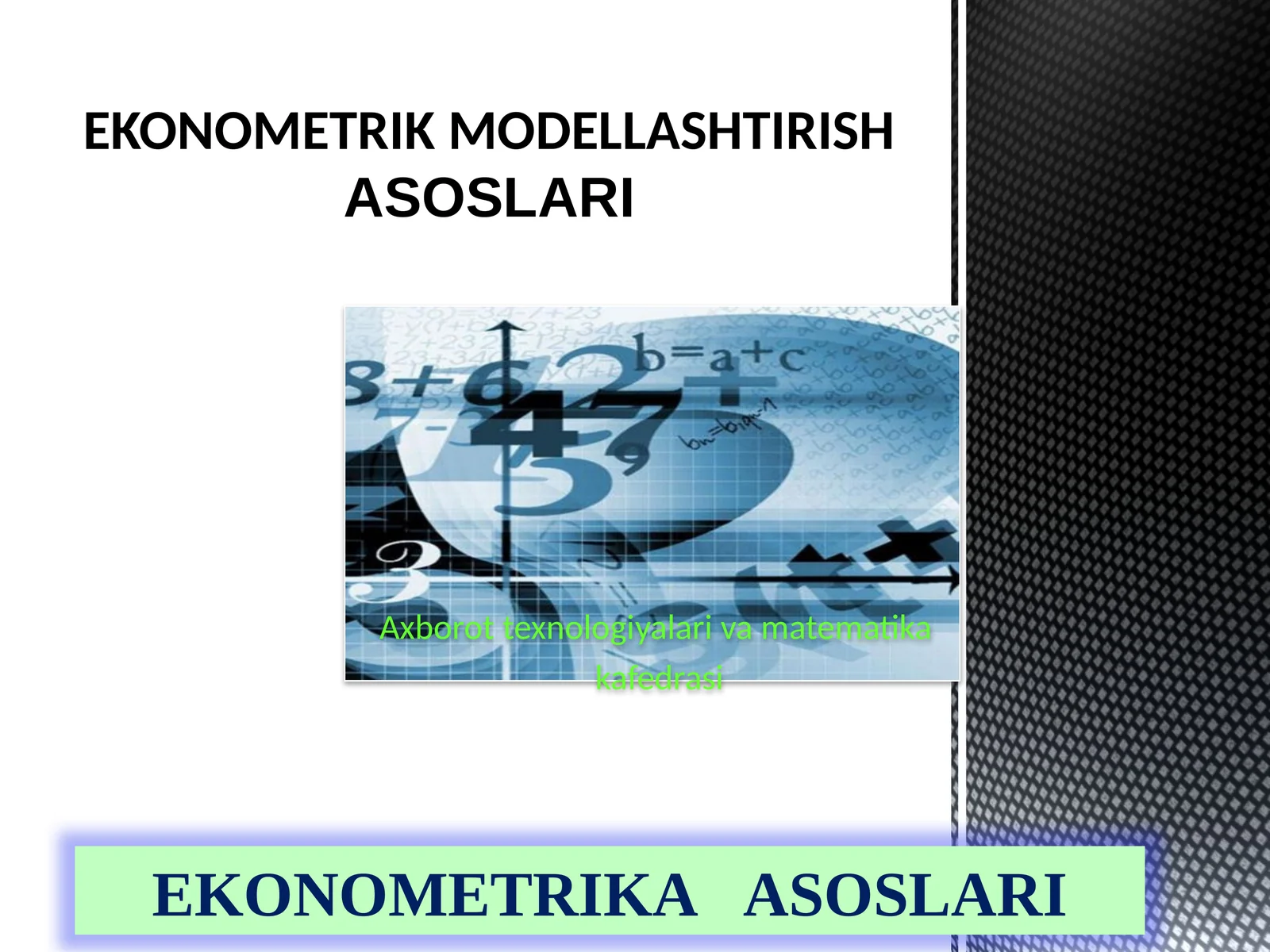 EKONOMETRIKAASOSLARI