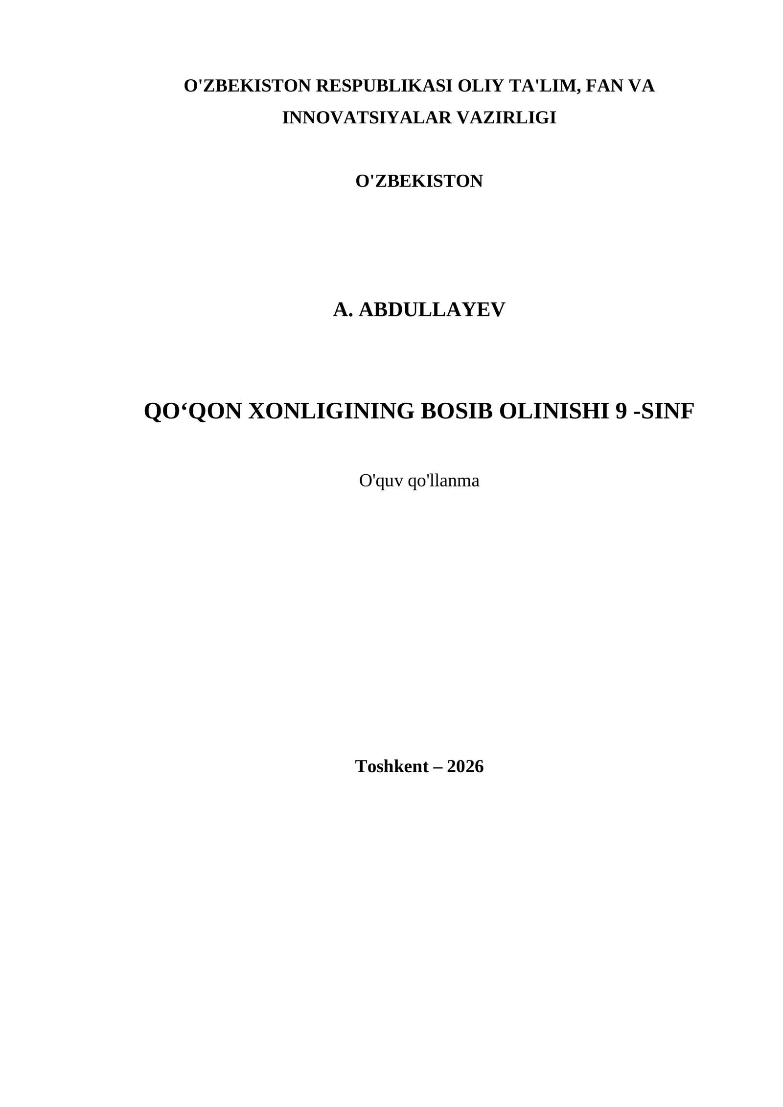 QO‘QON XONLIGINING BOSIB OLINISHI 9 -SINF