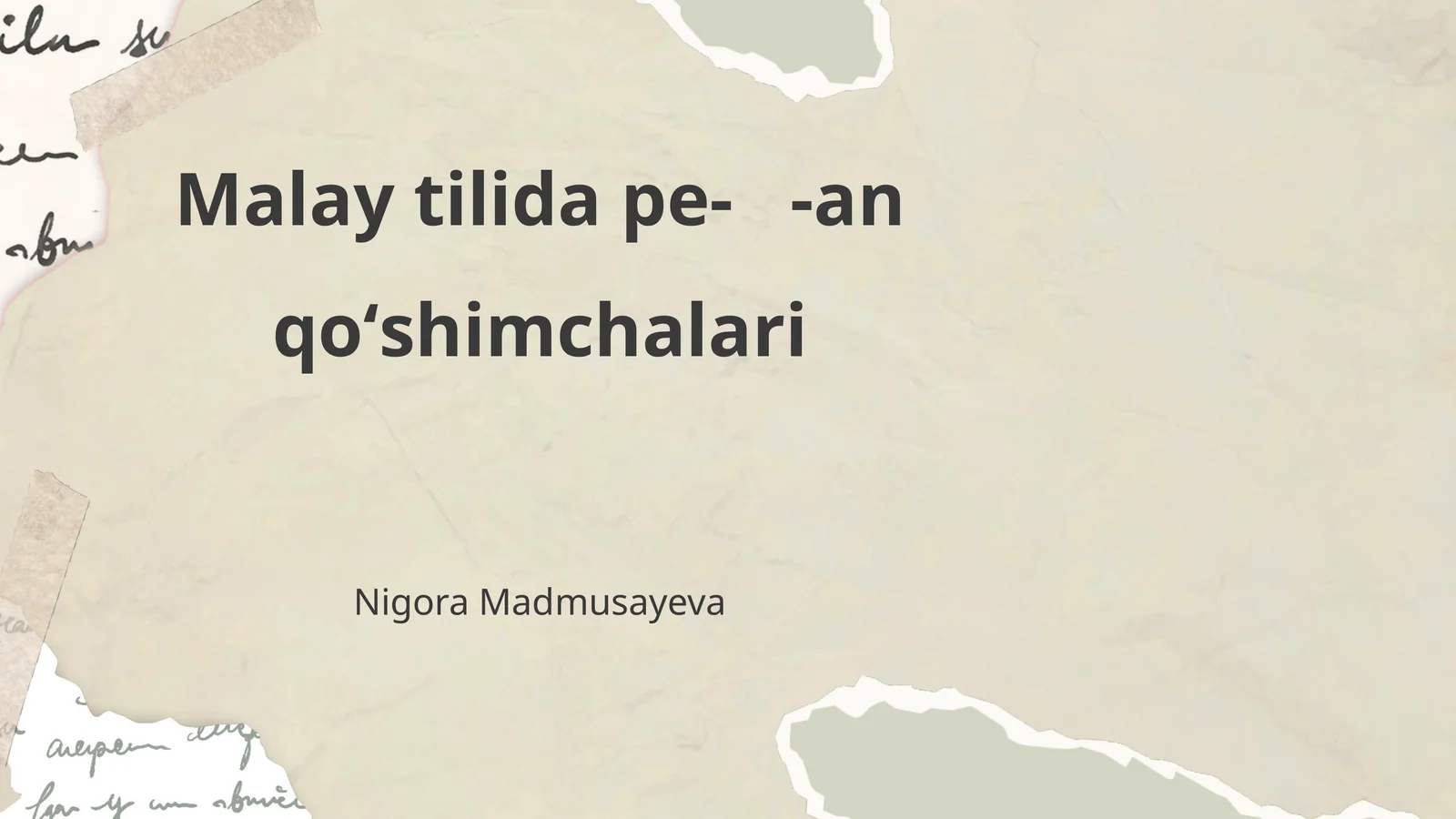 Malay tilida pe- -an qoʻshimchalari