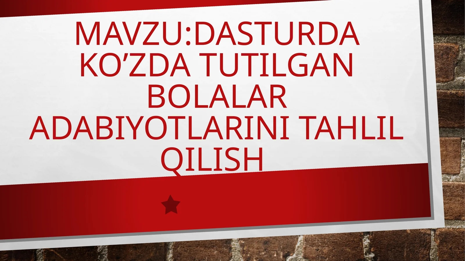 Dasturdako’zdatutılgan Bolalar adabiyotını tahlıl qılısh