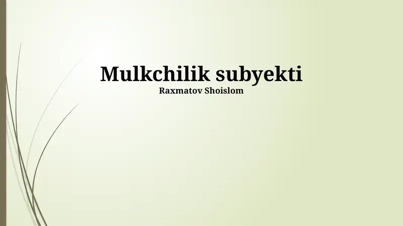 Mulkchilik subyekti