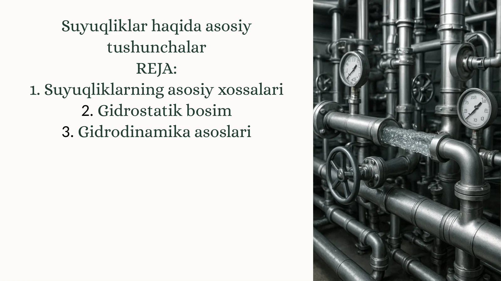 Suyuqliklar haqida asosiy tushunchalar