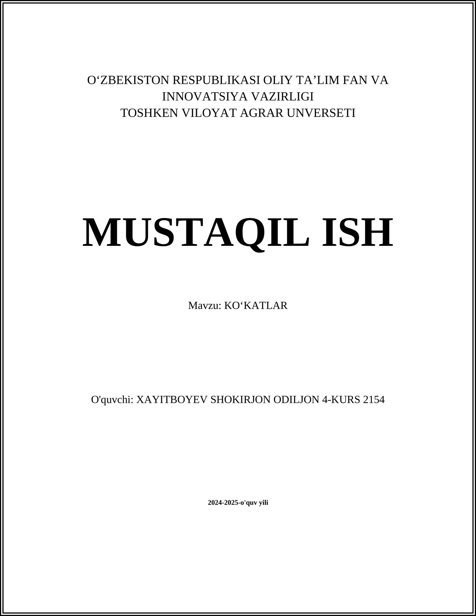 KOʻKATLAR