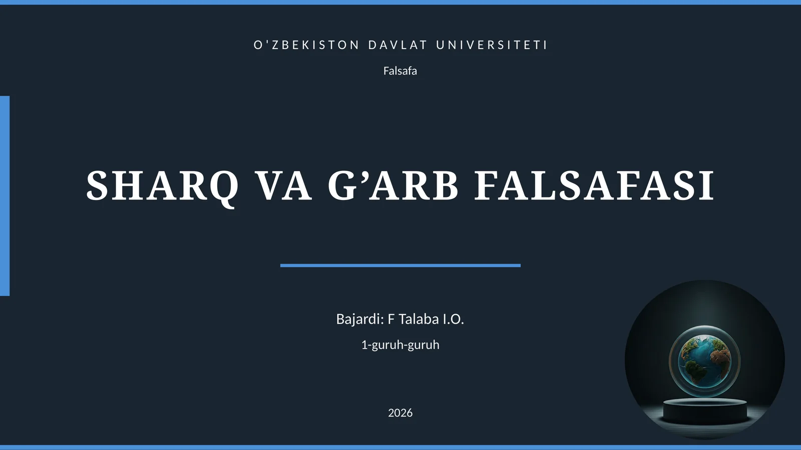 SHARQ VA G’ARB FALSAFASI