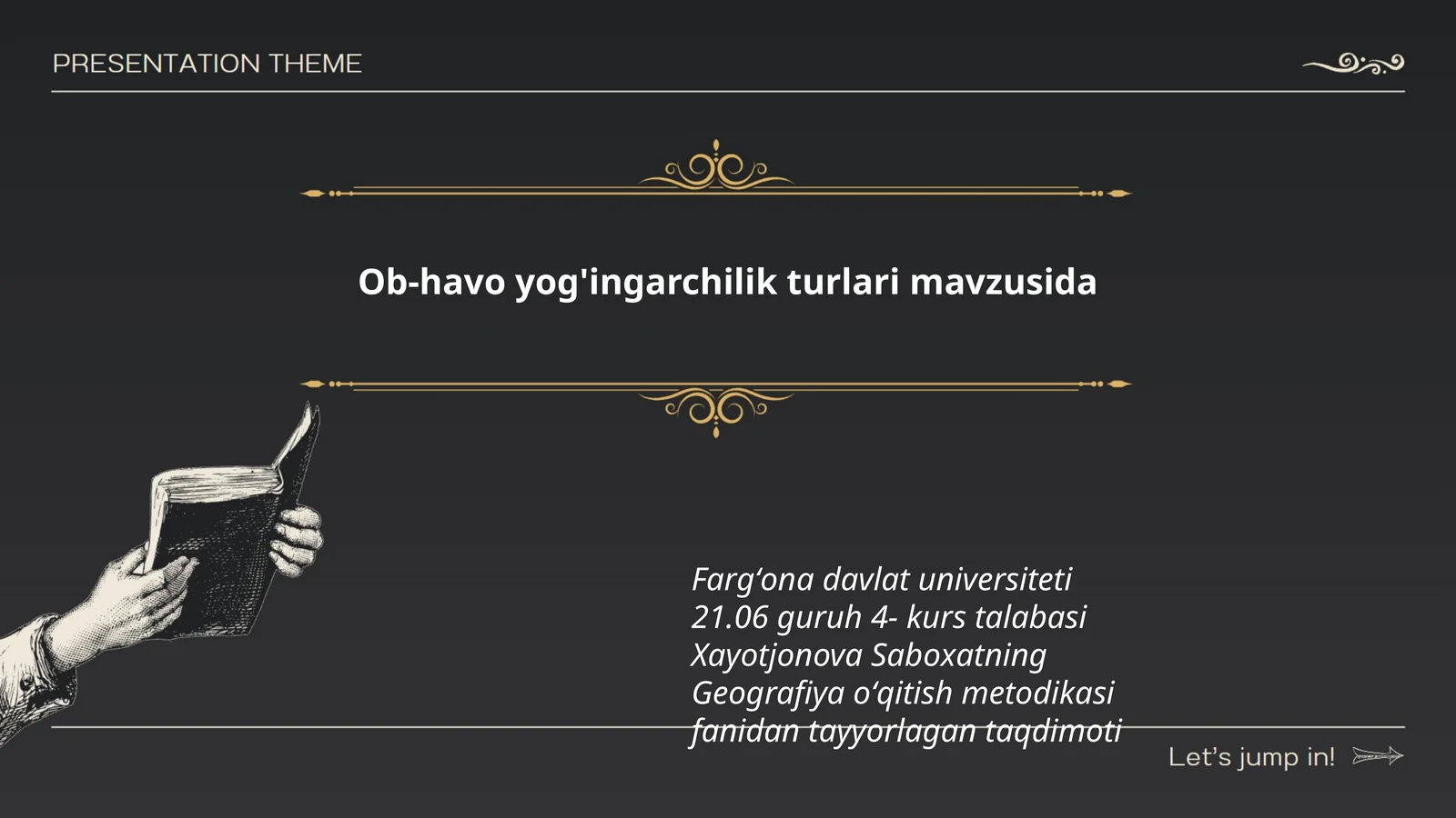 Ob-havo yog'ingarchilik turlari mavzusida