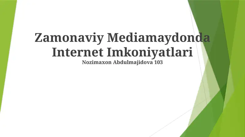 Zamonaviy Mediamaydonda Internet Imkoniyatlari