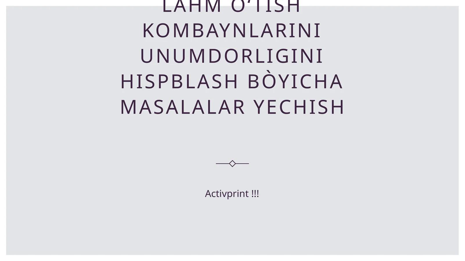 Lahm oʻtish kombaynlarini unumdorligini hispblash bòyicha masalalar yechish