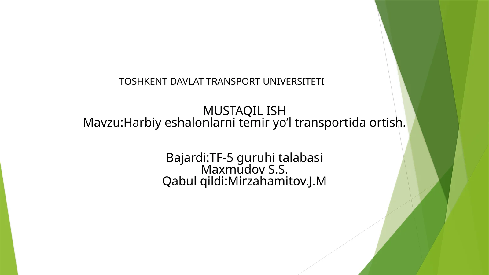 Temiryo’l transportni qo'llab-quvvatlash uchun huqujatlari