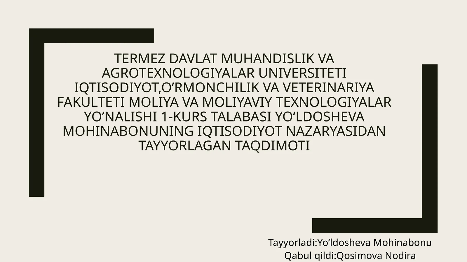 iqtisodiyot nazariyasidan tayyorlagan taqdimoti