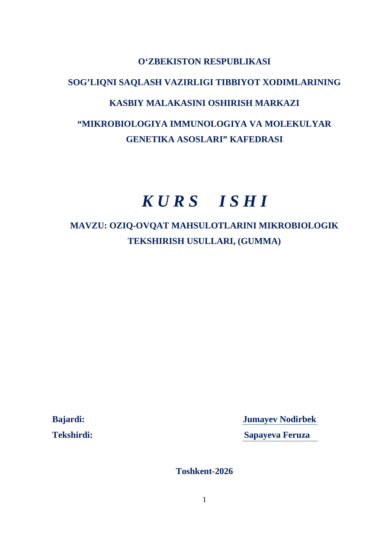 Oziq ovqat mahsulotlarini mikrobiologik tekshirish usullari