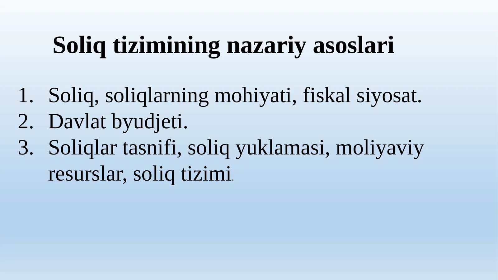 Soliq tizimining nazariy asoslari