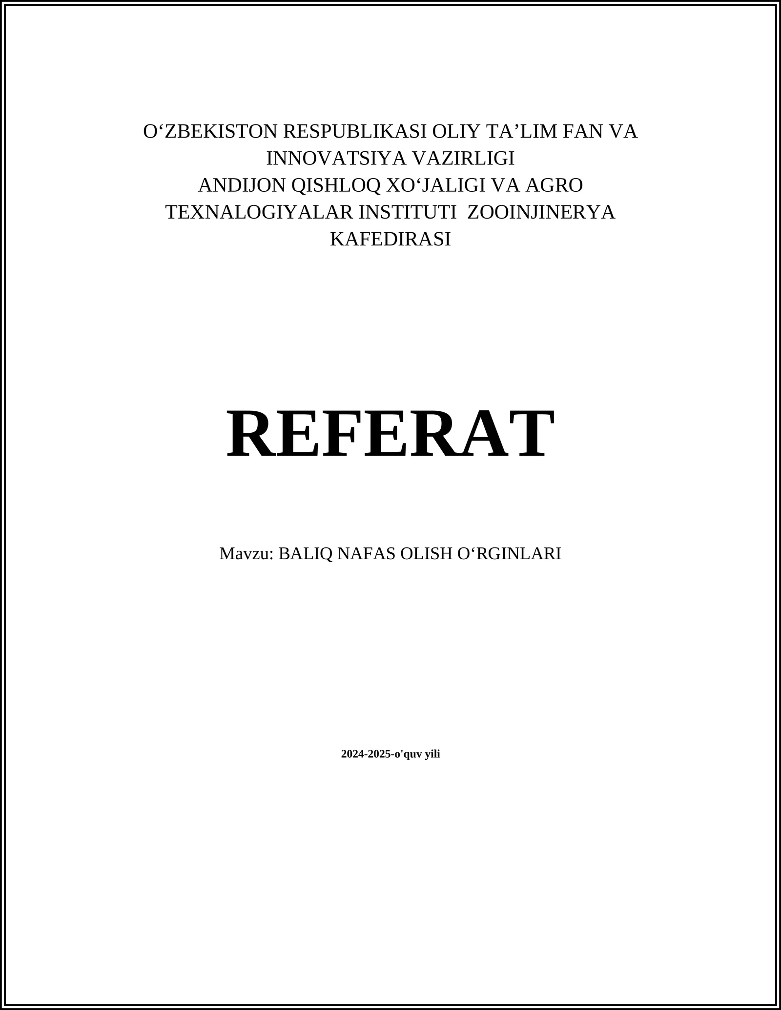 BALIQ NAFAS OLISH OʻRGINLARI