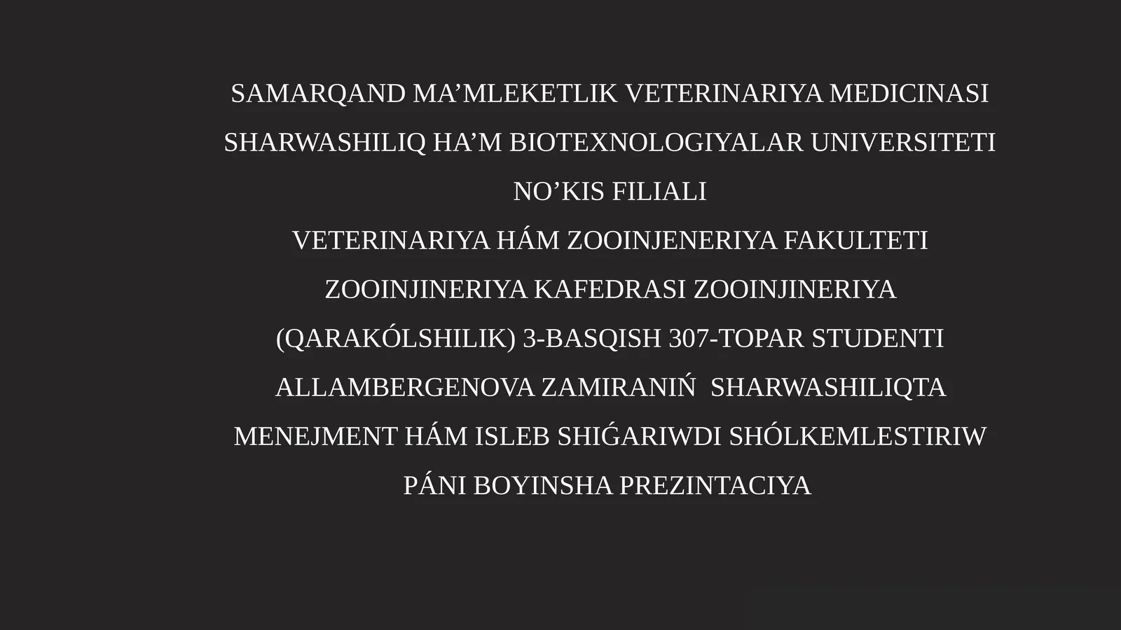 Kóp tarmaqlı fermer xojalıqlardı payda etiw hám basqarıw