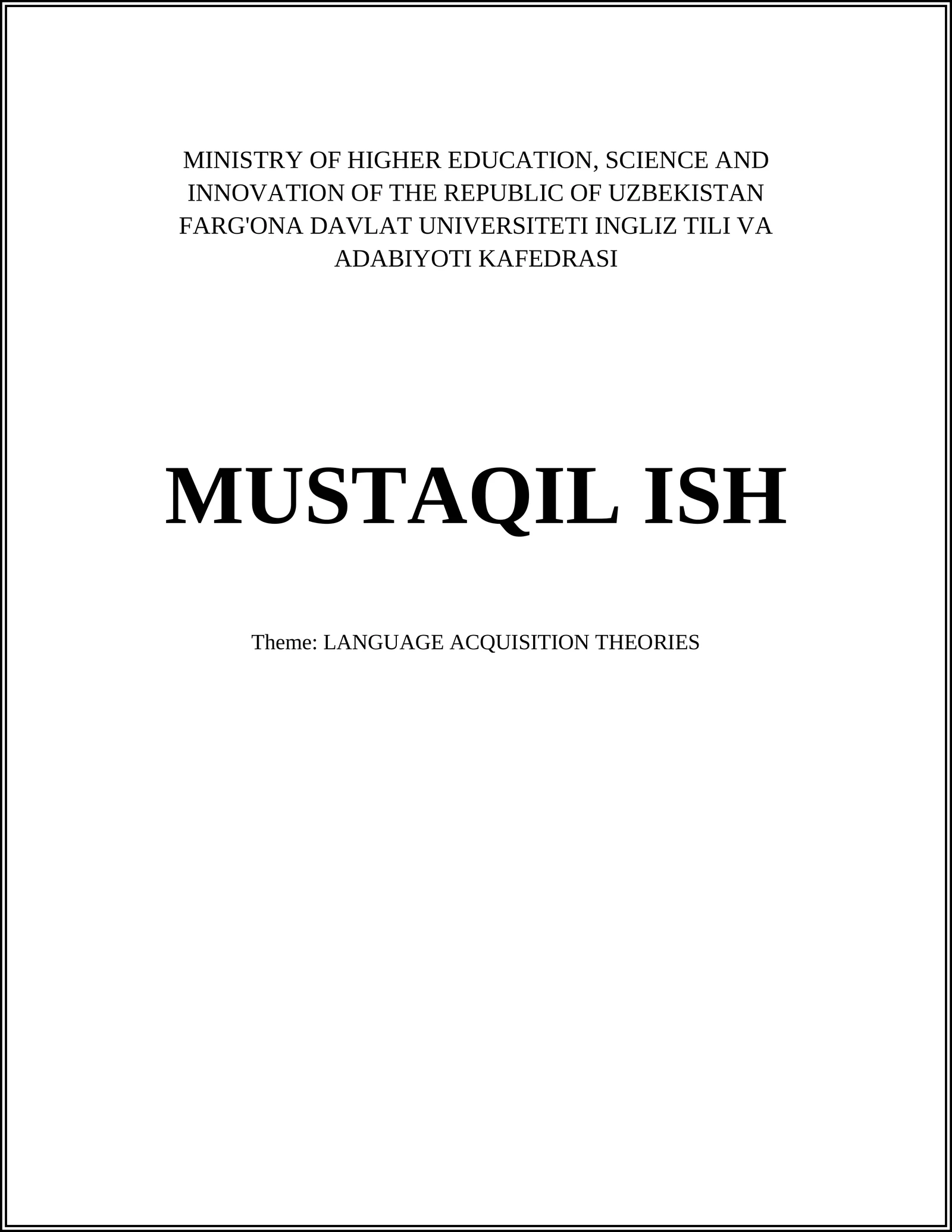 First Language Acquisition