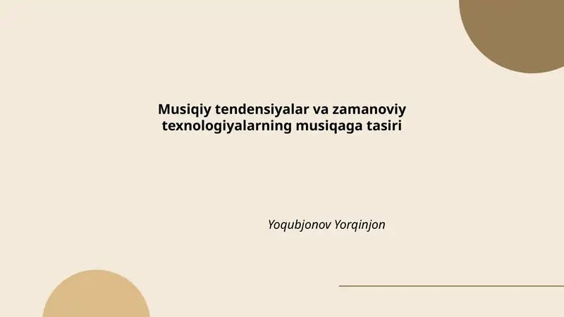 Musiqiy tendensiyalar va zamanoviy texnologiyalarning musiqaga tasiri