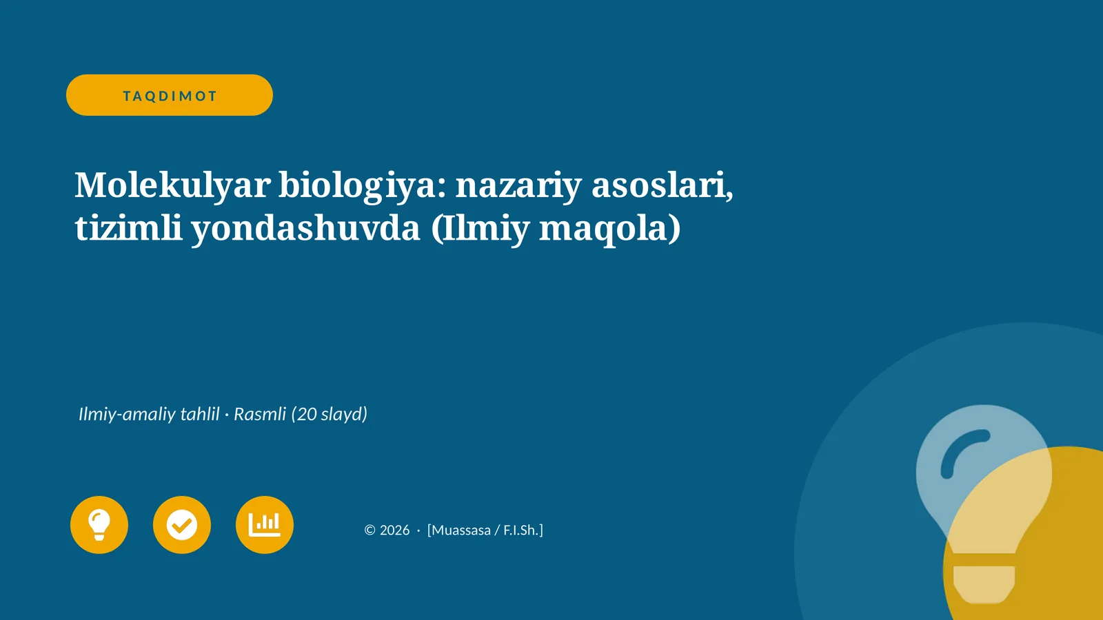 Molekulyar biologiya: nazariy asoslari, tizimli yondashuvda (Ilmiy maqola)