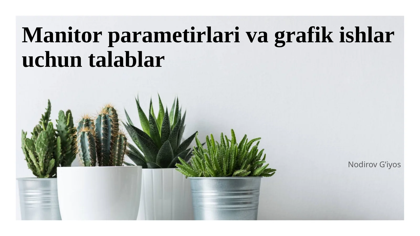 Manitor parametirlari va grafik ishlar uchun talablar