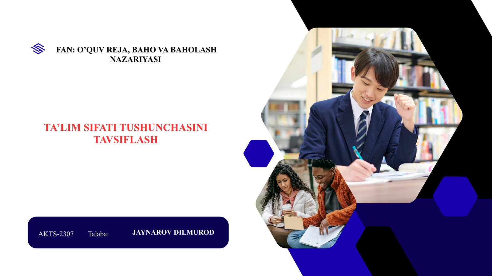 TA’LIM SIFATI TUSHUNCHASINI TAVSIFLASH