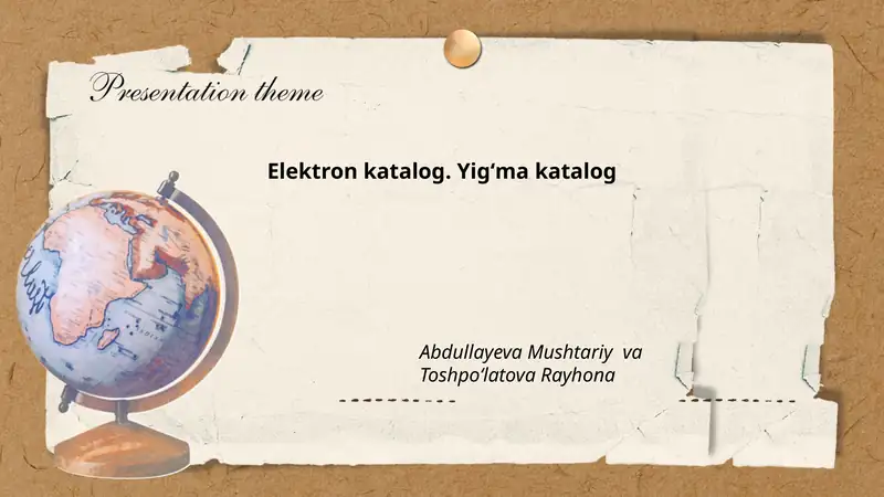 Elektron katalog. Yigʻma katalog