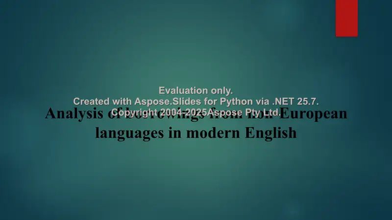 Analysis of borrowings from non-European languages in modern English