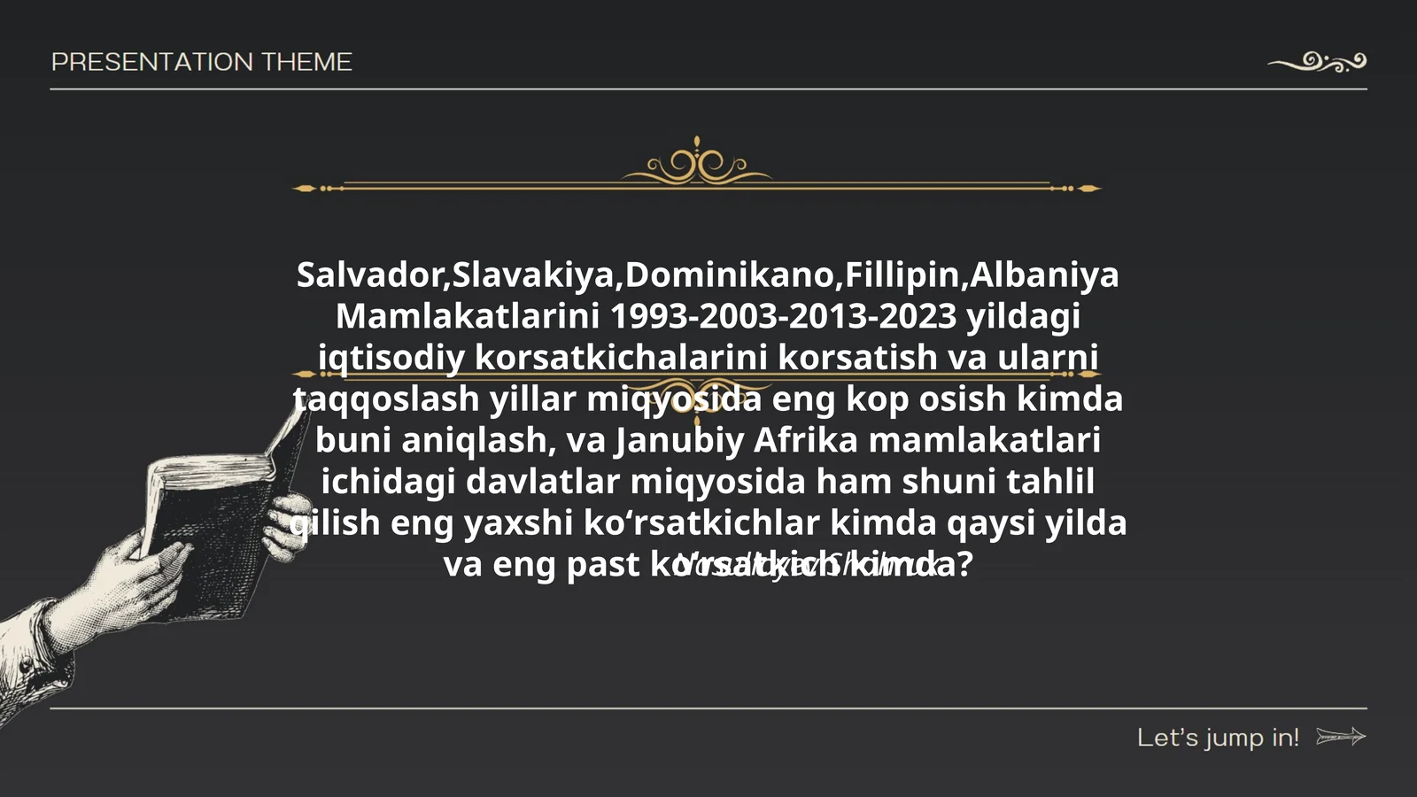 Salvador,Slavakiya,Dominikano,Fillipin,Albaniya Mamlakatlarini 1993-2003-2013-2023 yildagi iqtisodiy korsatkichalarini korsatish