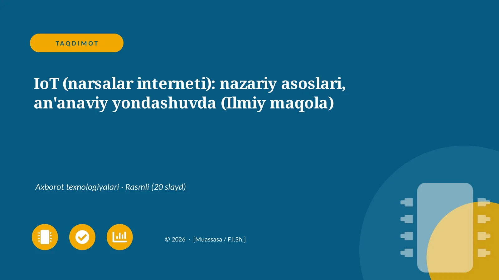 IoT (narsalar interneti): nazariy asoslari, an'anaviy yondashuvda
