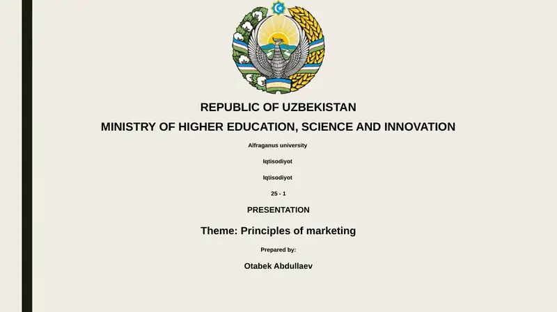 Principles of marketing