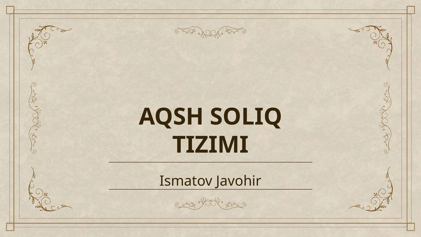 AQSH SOLIQ TIZIMI