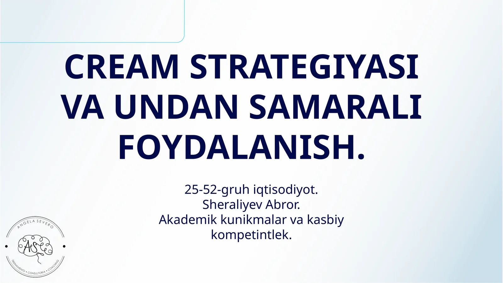 CREAM STRATEGIYASI VA UNDAN SAMARALI FOYDALANISH