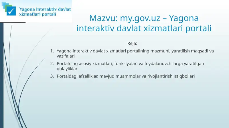 my.gov.uz – Yagona interaktiv davlat xizmatlari portali