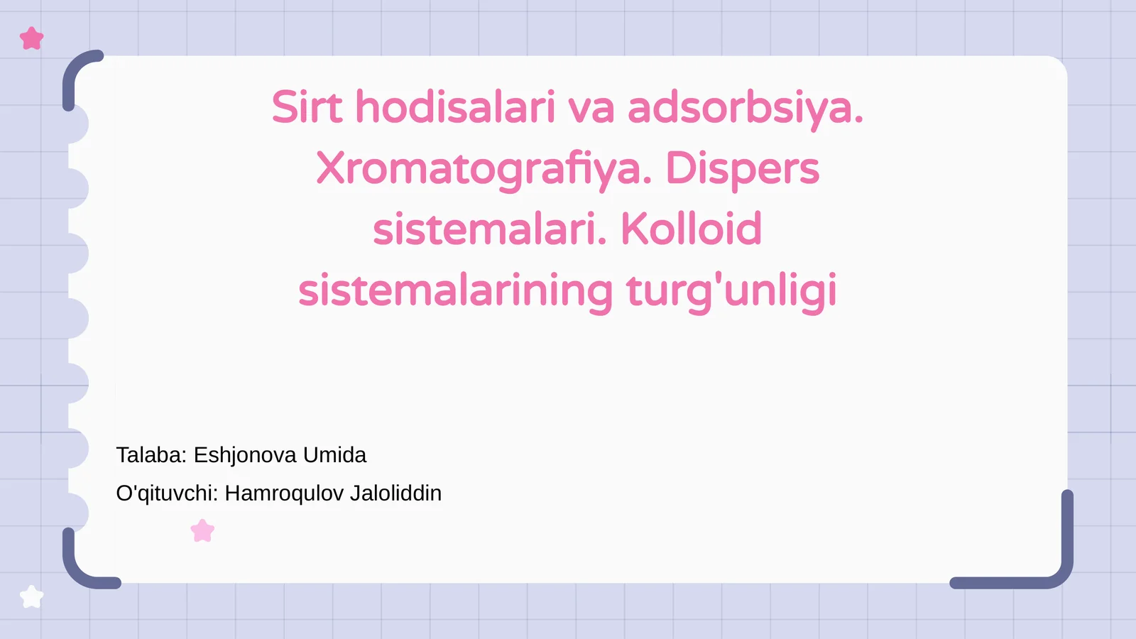 Sirt hodisalari va adsorbsiya