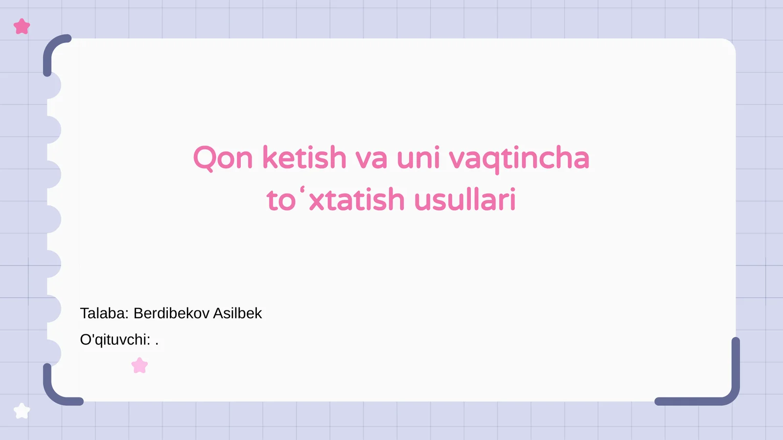 Qon ketish va uni vaqtincha toʻxtatish usullari