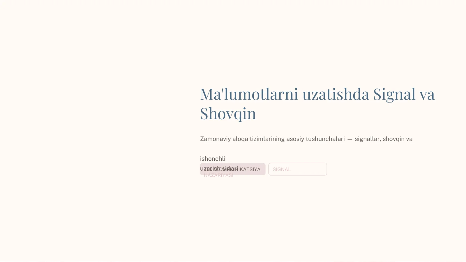 Ma'lumotlarni uzatishda Signal va Shovqin