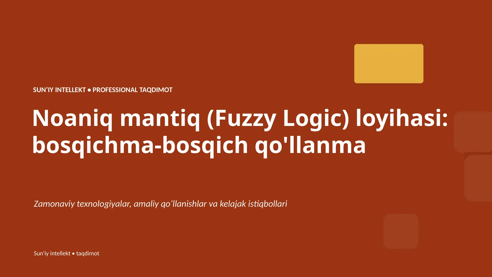 Noaniq mantiq (Fuzzy Logic) loyihasi: bosqichma-bosqich qo'llanma