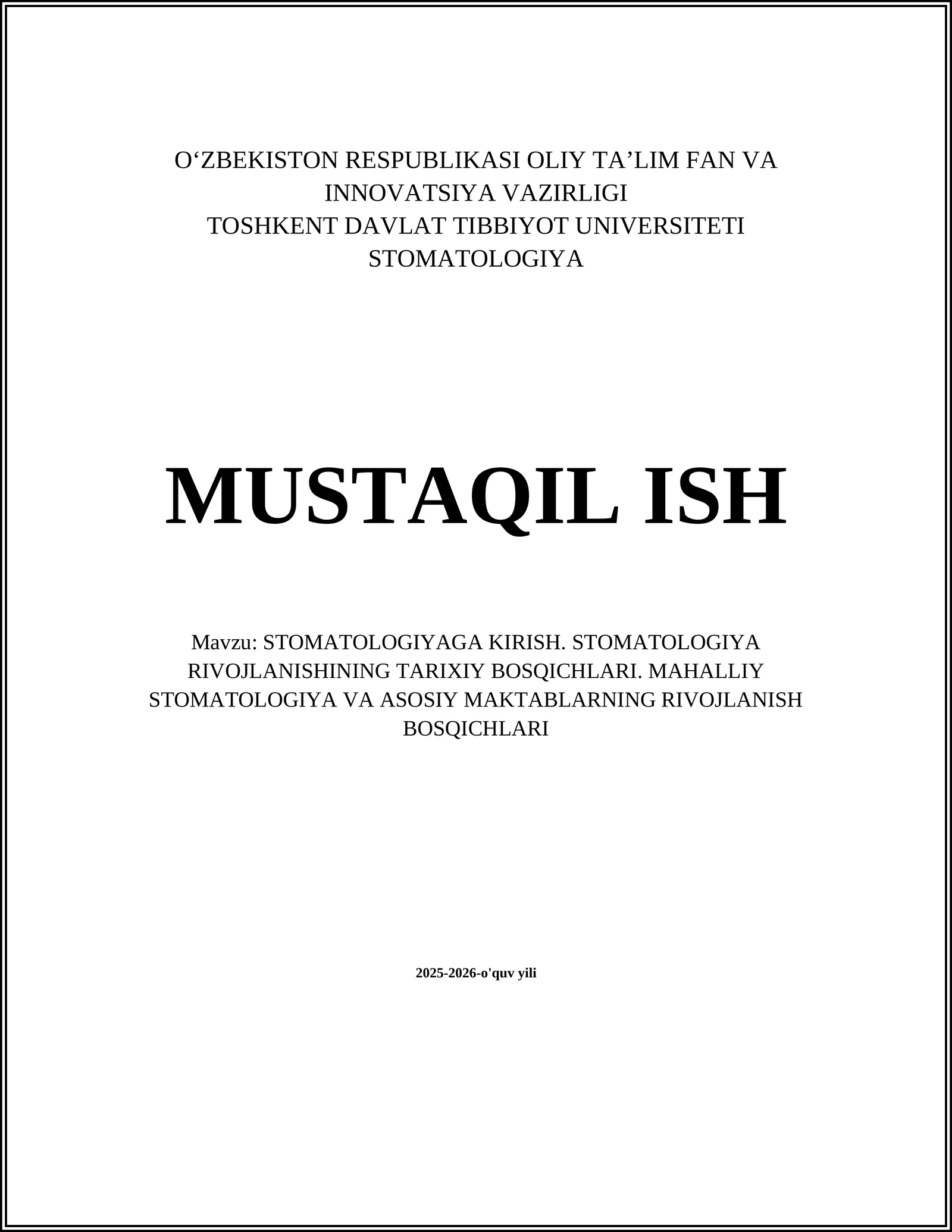 STOMATOLOGIYAGA KIRISH