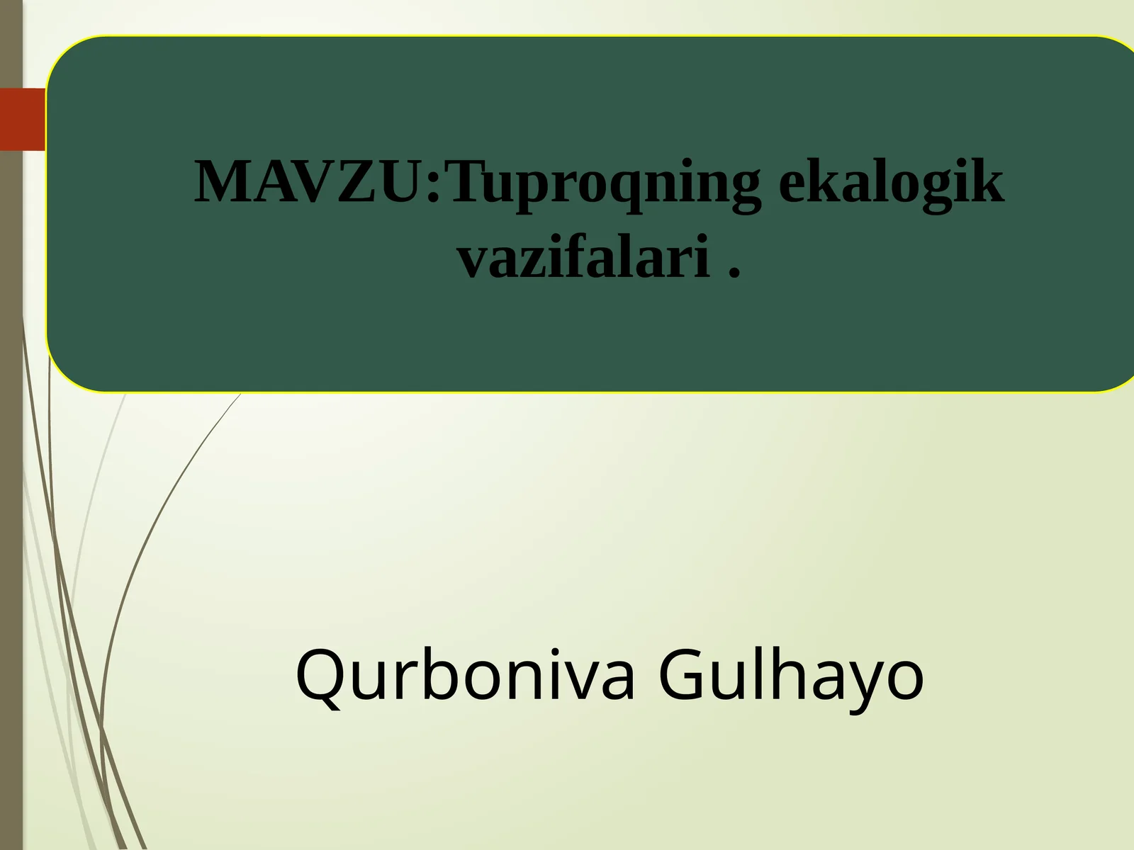 Tuproqning ekalogik vazifalari