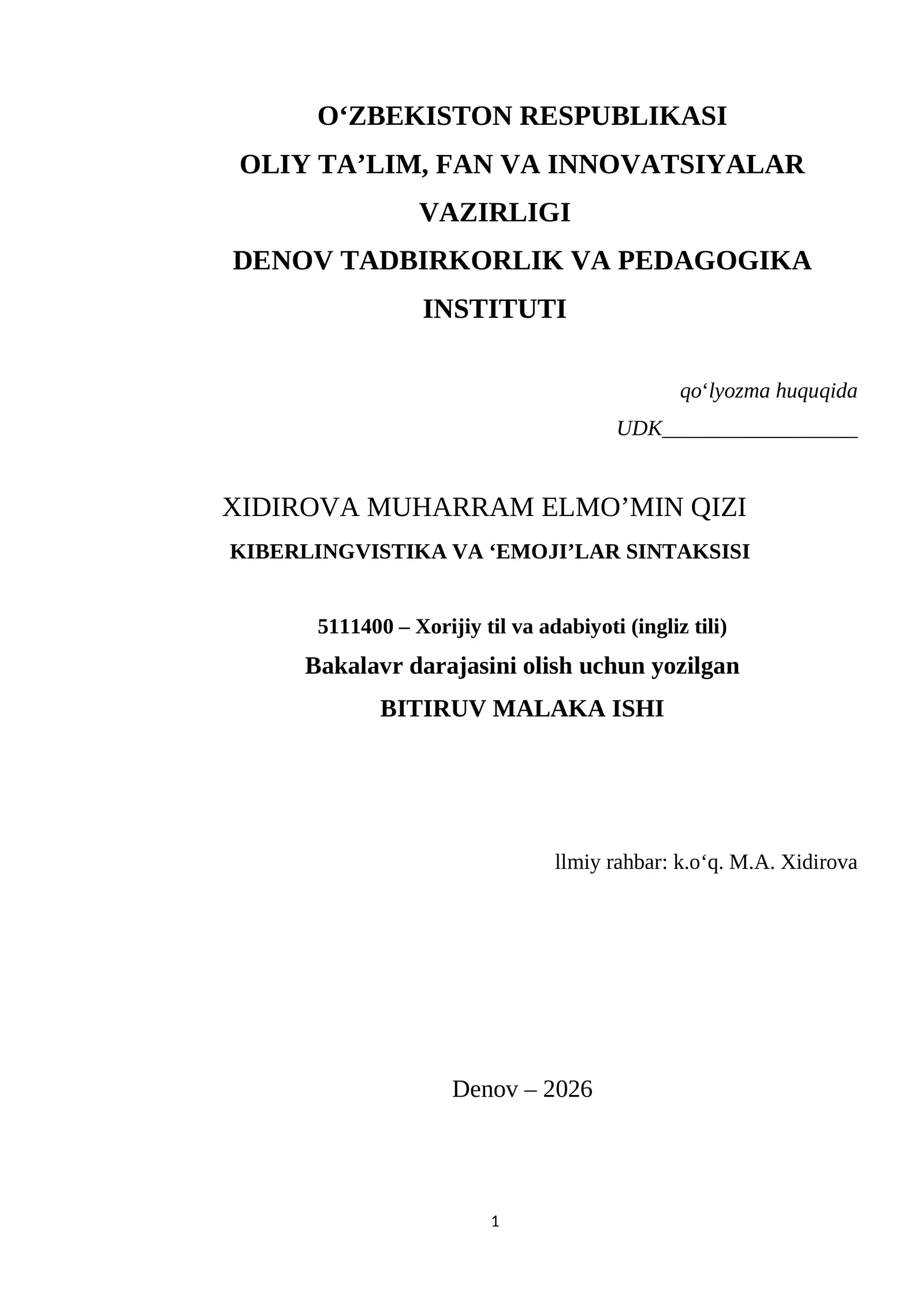 KIBERLINGVISTIKA VA ‘EMOJI’LAR SINTAKSISI