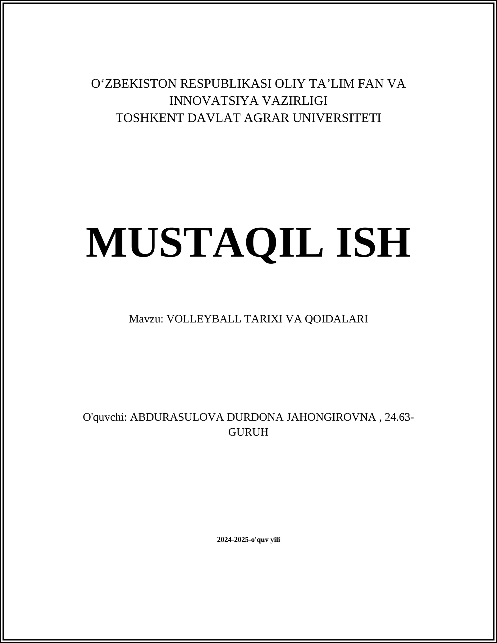 VOLLEYBALL TARIXI VA QOIDALARI