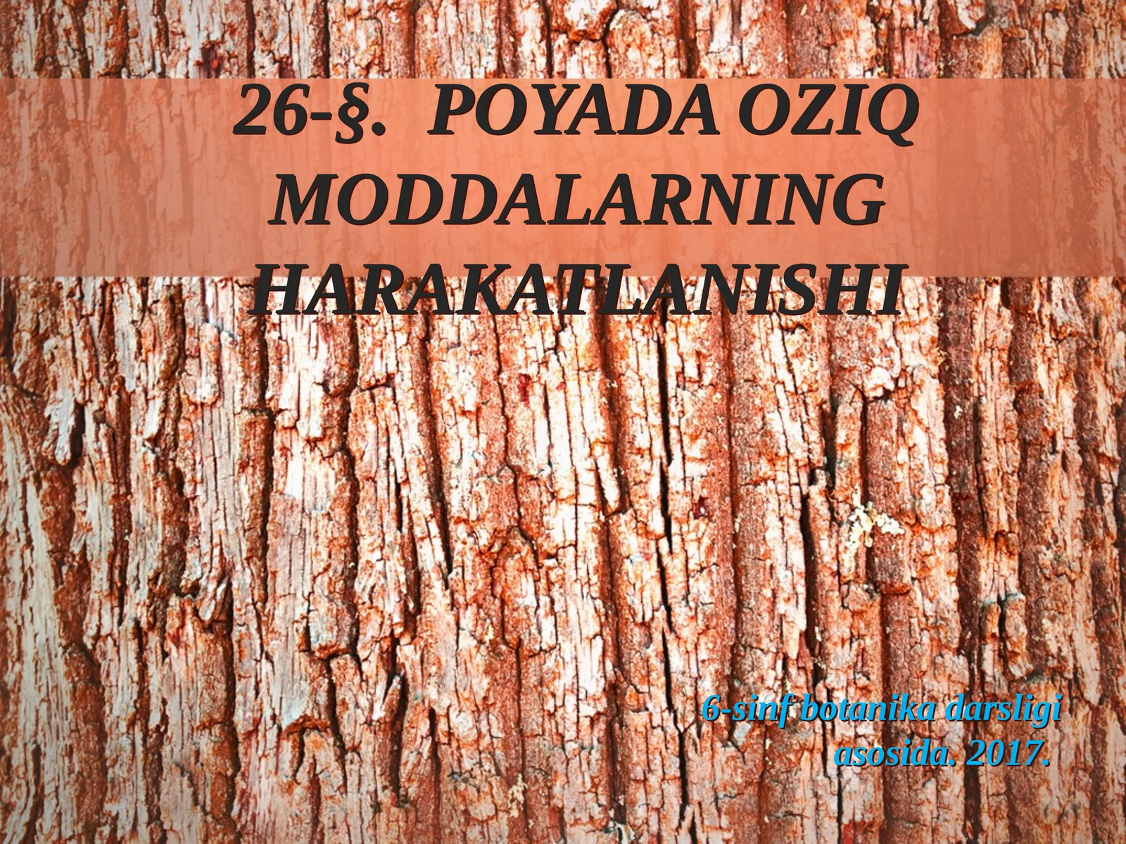 6-sinf Botanika Poyada oziq moddalarning harakatlanishi