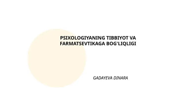 Psixologiyaning Tibbiyot va Farmatsevtikaga Bog'liqligi