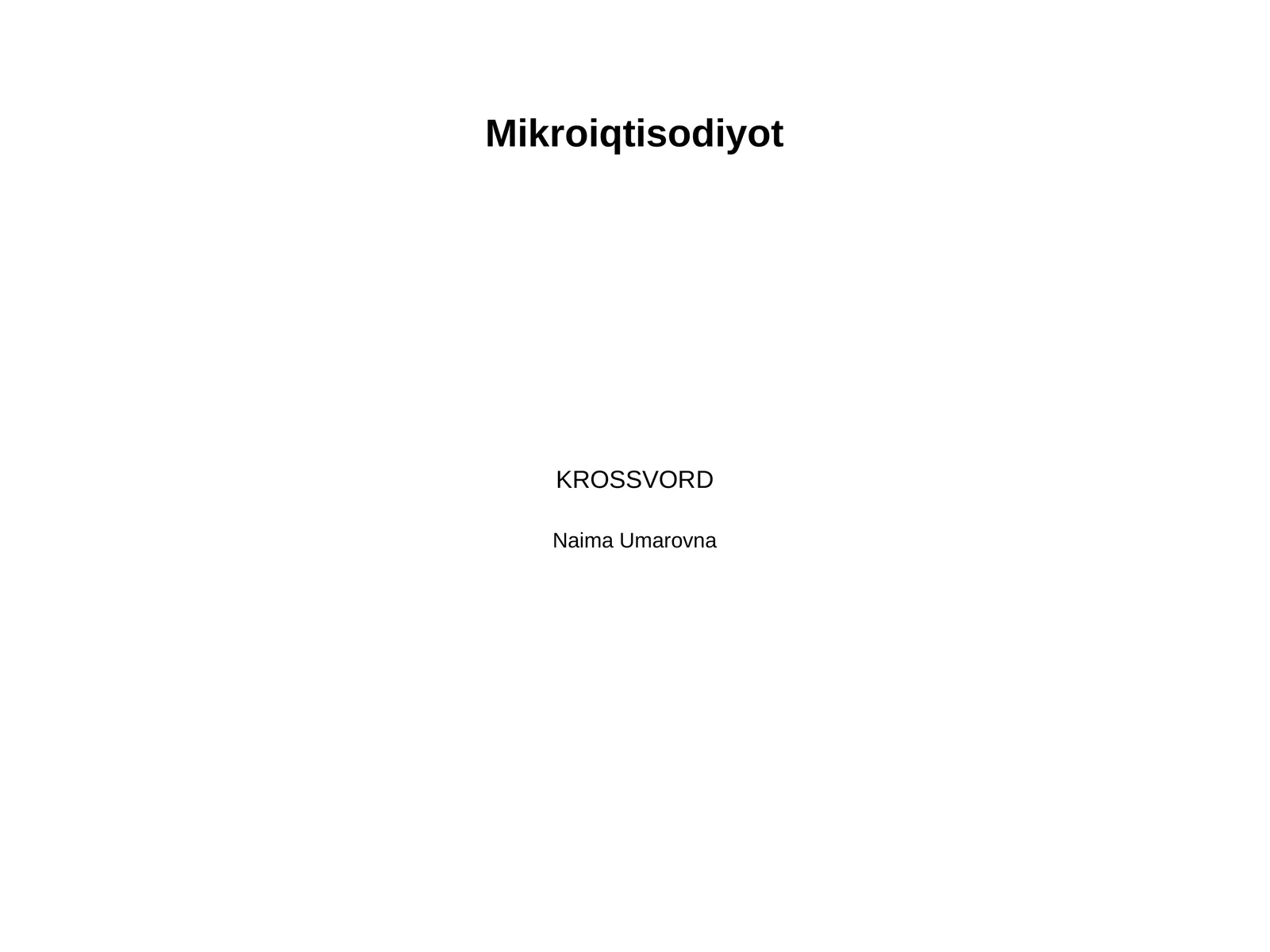 Mikroiqtisodiyot