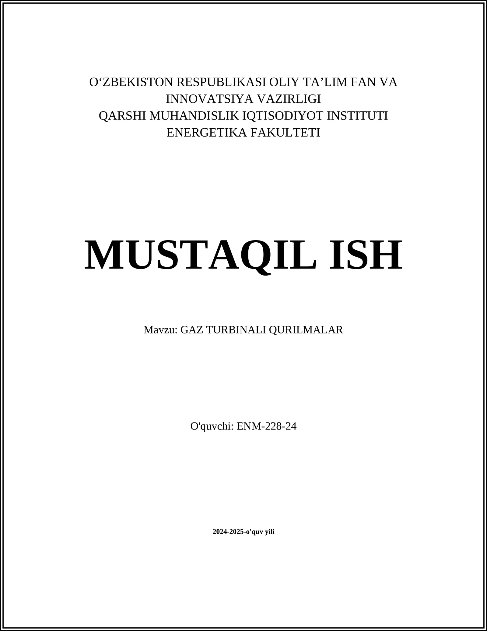 GAZ TURBINALI QURILMALAR