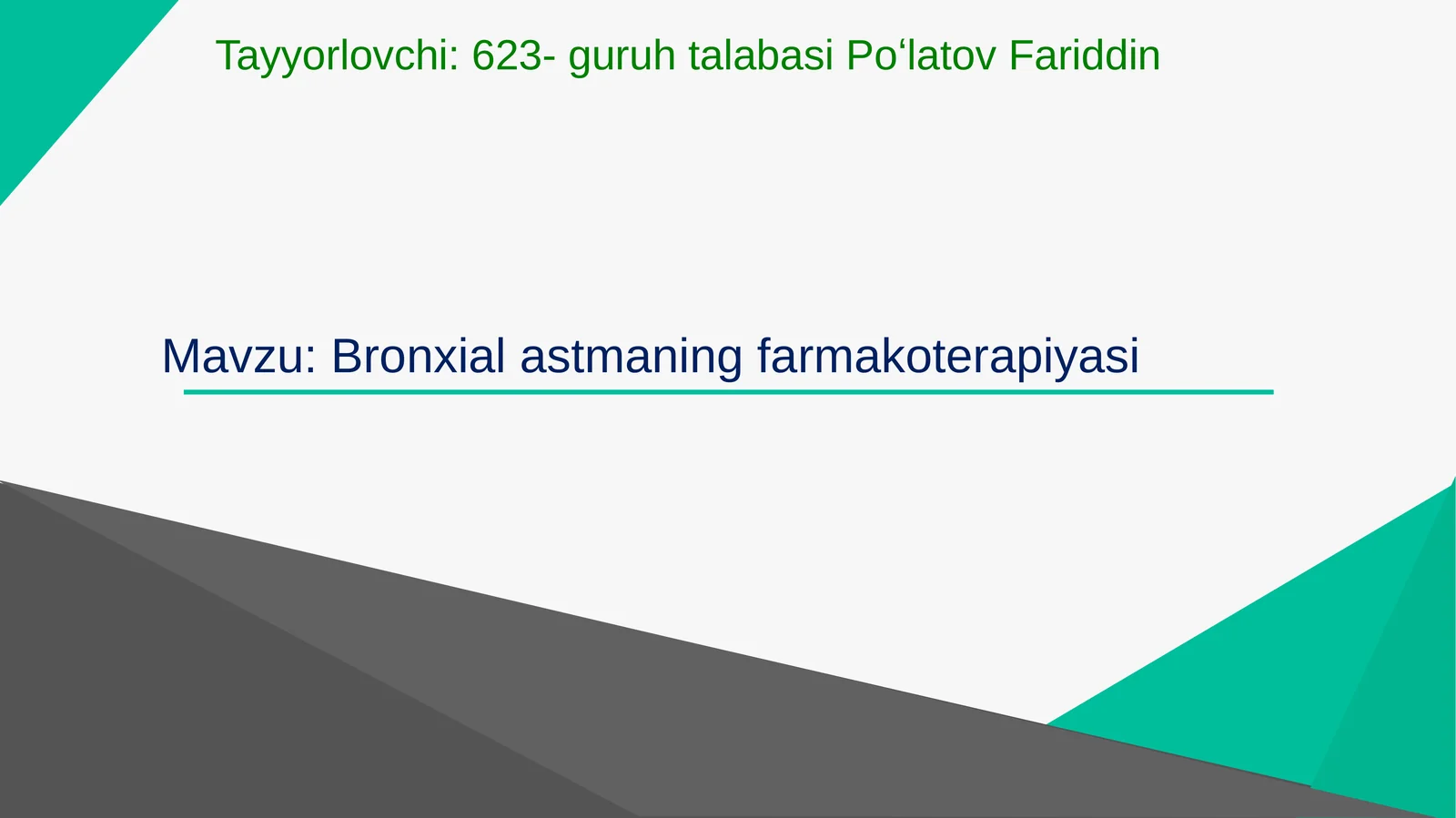 Bronxial astmaning farmakoterapiyasi