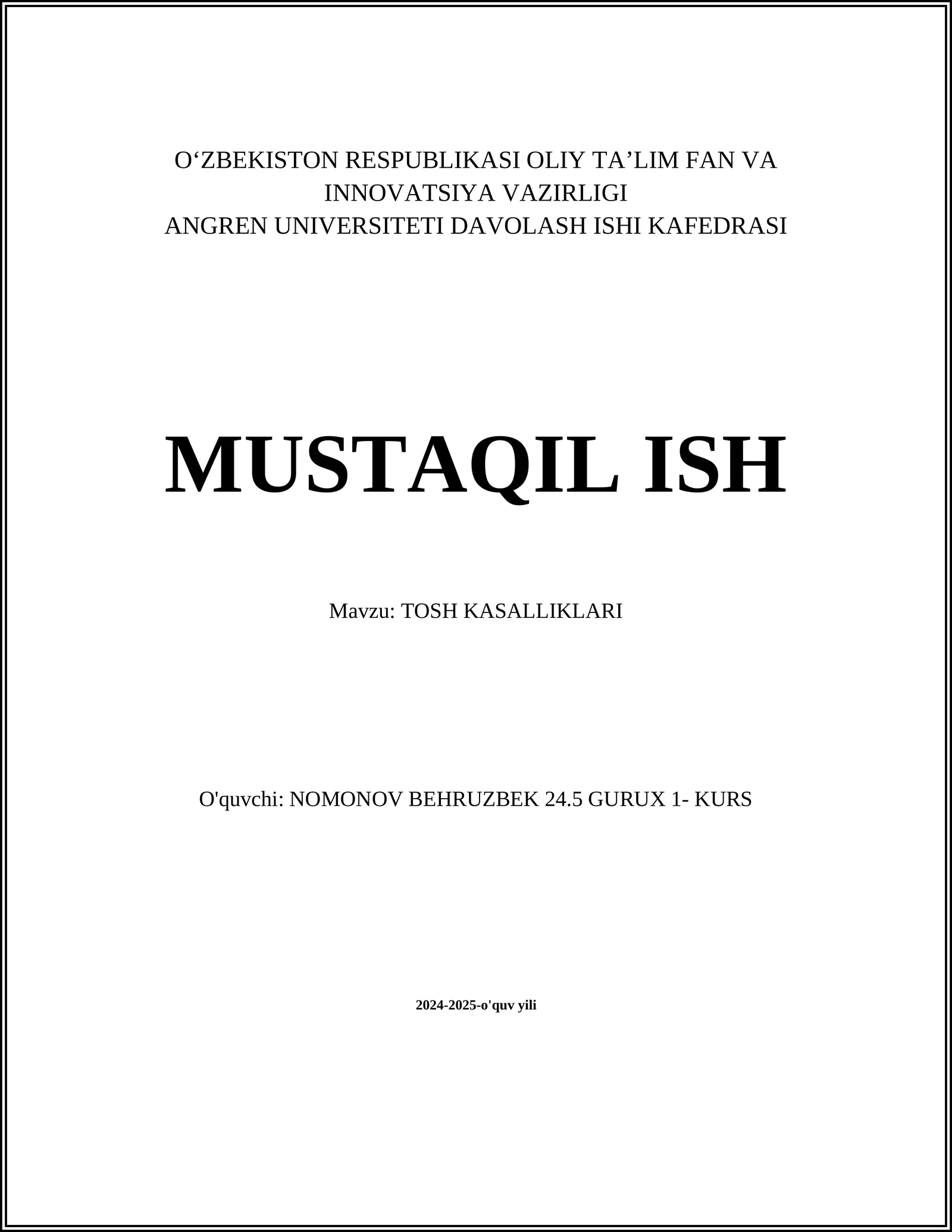 TOSH KASALLIKLARI